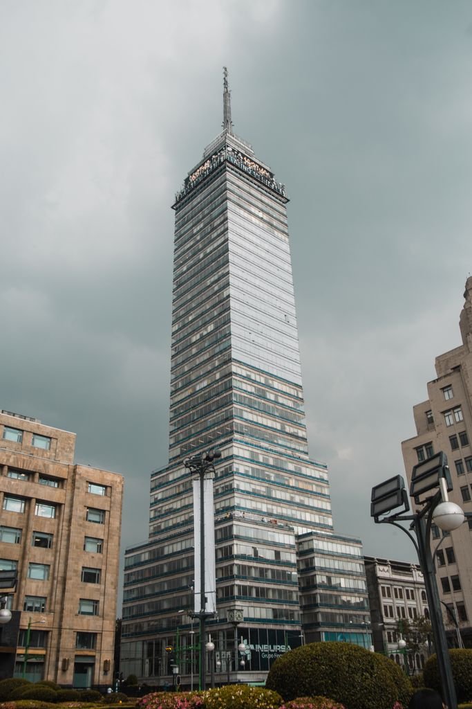 Iconic Torre Latinoamericana towering in Mexico City's skyline.